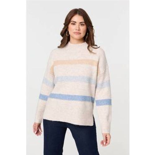 Striped High Neck Boxy Jumper women's Sweater in - Izabel London - Modalova