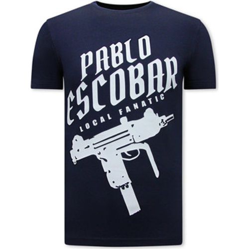 T-Shirt Pablo Escobar Uzi Print Navy - Local Fanatic - Modalova