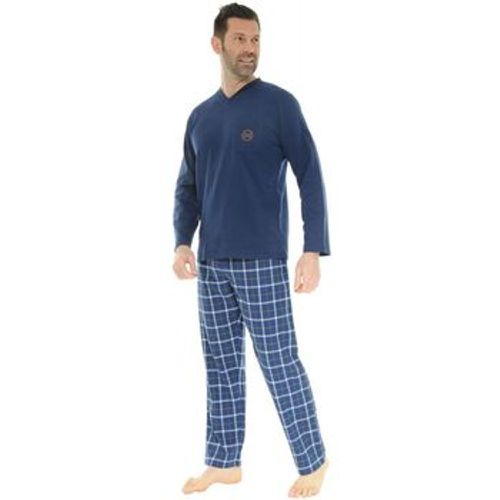 Pyjamas/ Nachthemden PYJAMA LONG COL V BLEU DORIAN - Christian Cane - Modalova