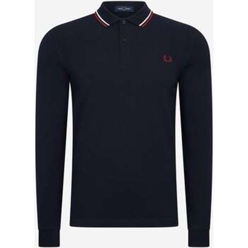 Poloshirt LS-Twin-Tipping-Hemd – Marine, Schneeweiß, gebranntes Rot - Fred Perry - Modalova