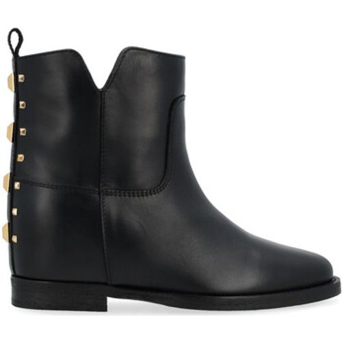 Ankle Boots Stiefelette aus schwarzem Leder mit goldenen - Via Roma 15 - Modalova