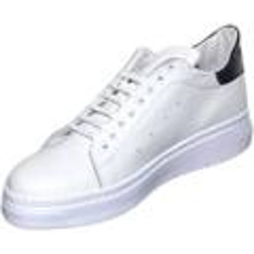 Sneakers Sneakers uomo bassa in vera pelle bianca con fortino nero dietr - Malu Shoes - Modalova