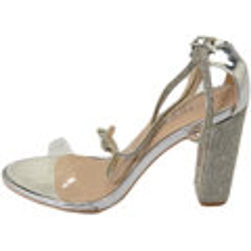 Sandali Sandalo donna gioiello argento tacco largo con strass fascia tr - Malu Shoes - Modalova