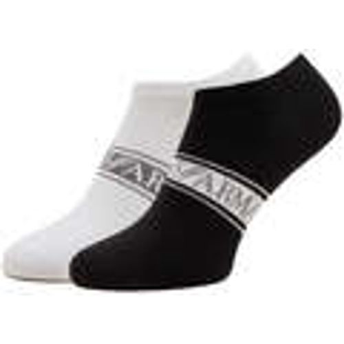 Calzini bassi 2 Pack Knitted Logo Trainer Socks - White/Black - Emporio Armani - Modalova