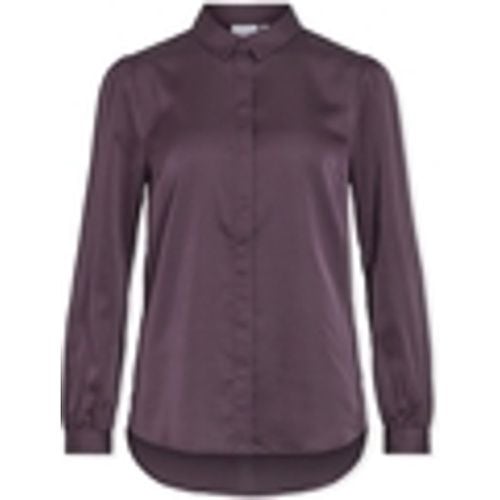 Camicetta Noos Ellette Satin Shirt L/S - Perfect Plum - Vila - Modalova