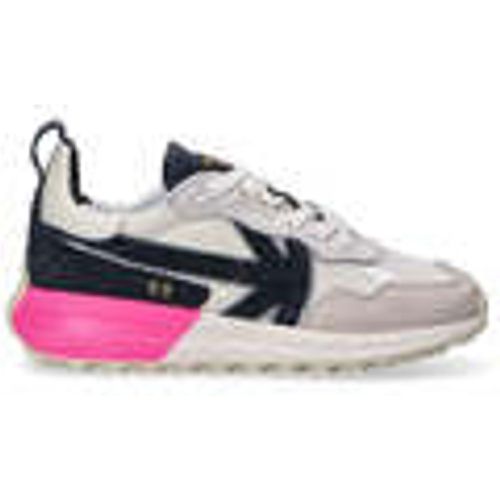 Sneakers basse sneaker in camoscio bianca nera fucsia - Kaotiko - Modalova