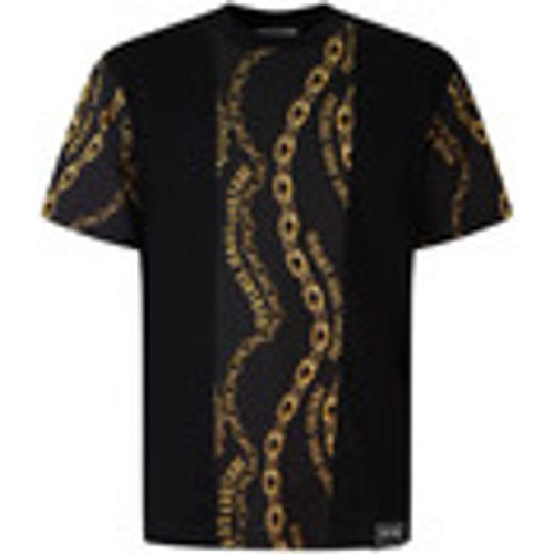 T-shirt T-shirt nera con fantasia logata per uomo - Versace Jeans Couture - Modalova