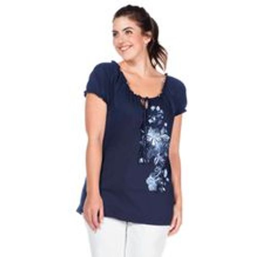 Große Größen: T-Shirt mit floralem Frontdruck, nachtblau, Gr.40/42 - sheego - Modalova