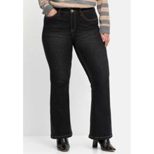 Große Größen: Bootcut-Jeans mit 3D-Catfaces, black Denim, Gr.52 - sheego - Modalova