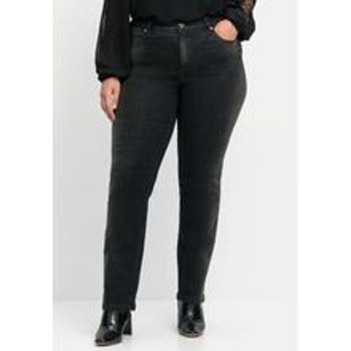 Große Größen: Gerade Jeans mit Wascheffekten, black Denim, Gr.52 - sheego - Modalova