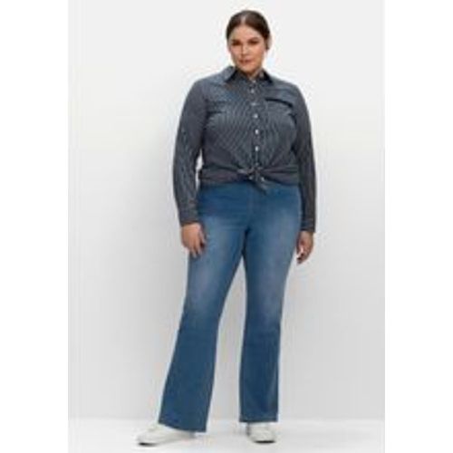 Große Größen: Bootcut-Jeans mit Gummibund und Kontrastnähten, blue Denim, Gr.40 - sheego - Modalova