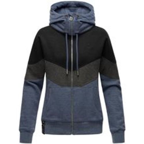 Damen Kapuzensweatjacke Sportliche Damen Sweatjacke im Coloblocking-Stil Honigperle - Navahoo - Modalova