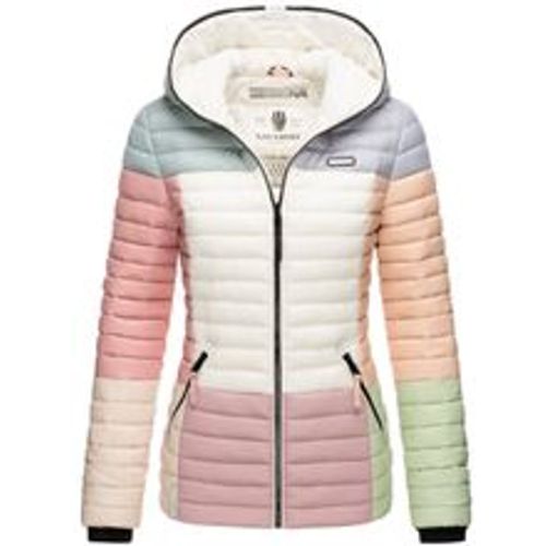 Damen Stylische Steppjacke Colorblocking Übergangsjacke mit Kapuze Multikulti - Navahoo - Modalova