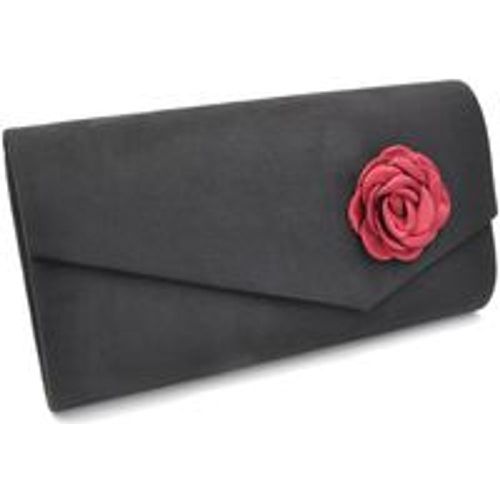 Modeschmuck Abendtasche Satin-Optik schwarz mit roter Blüte - Steuer - Modalova