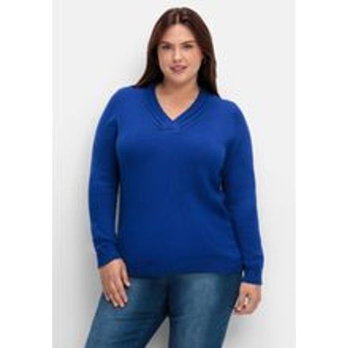 Große Größen: Pullover mit raffiniertem V-Ausschnitt, royalblau, Gr.42 - sheego - Modalova