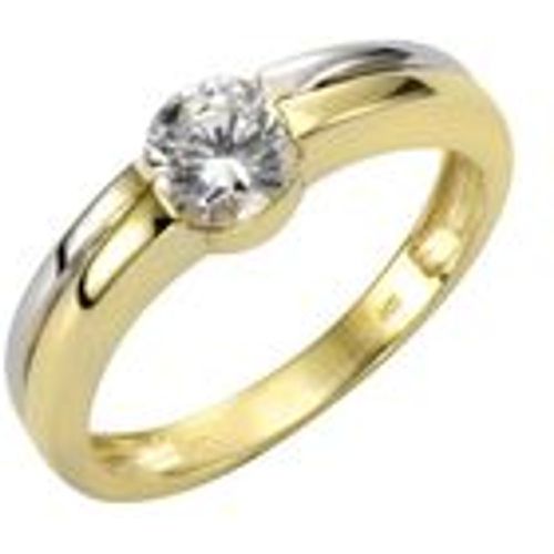 F Ring 333/- Gold Zirkonia weiß Bicolor (Größe: 058 (18,5)) - Fashion24 DE - Modalova