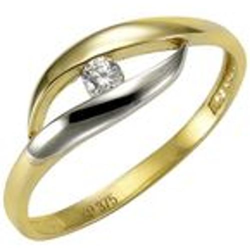 F Ring 375/- Gold Zirkonia weiß Bicolor (Größe: 052 (16,6)) - Fashion24 DE - Modalova