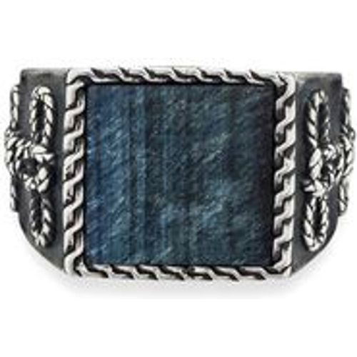 Ring 925/- Sterling Silber Tigerauge blau Mattiert 3,00ct (Größe: 064 (20,4)) - CAI - Modalova