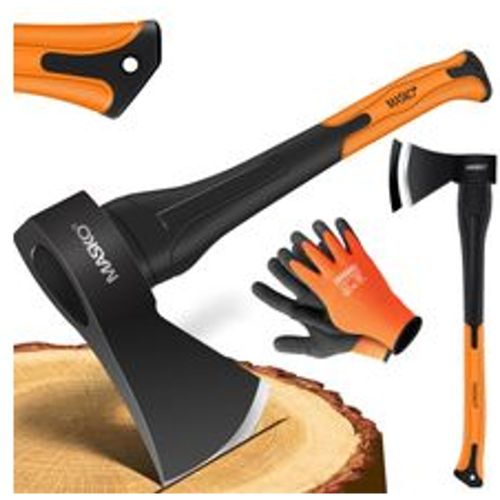 MASKO® Spaltaxt Spaltbeil Axt Beil Spalthammer Spaltkeil FIBERGLAS-Stiel + Handschuhe Die Perfekten Werkzeuge für Garten und Wald Universal Robust L - Kesser - Modalova