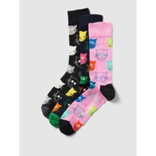 Socken mit Allover-Print Modell 'Mixed Cat' im 3er-Pack - Happy Socks - Modalova