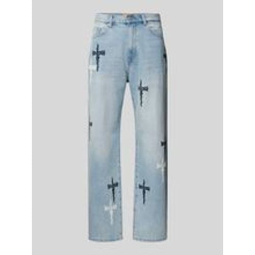 Baggy Jeans mit Kreuz-Stickerei - Review - Modalova