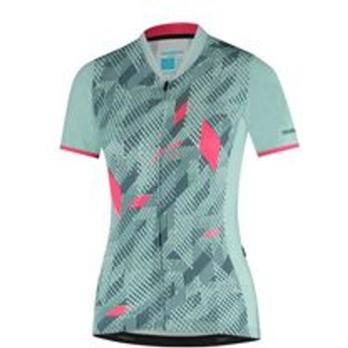 W's SAGAMI Short Sleeve Zip Jersey, Gray/Mint - Shimano - Modalova