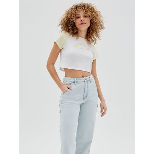 T-Shirt Crop Logo Frontale - Guess - Modalova