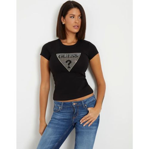 T-Shirt Stretch Logo Triangolo Con Strass - Guess - Modalova