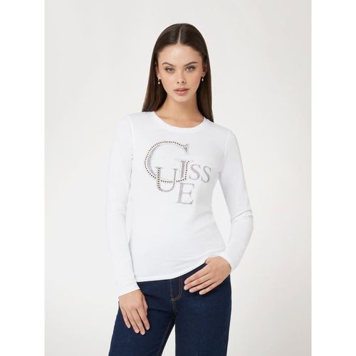 T-Shirt Con Logo Frontale E Borchie - Guess - Modalova