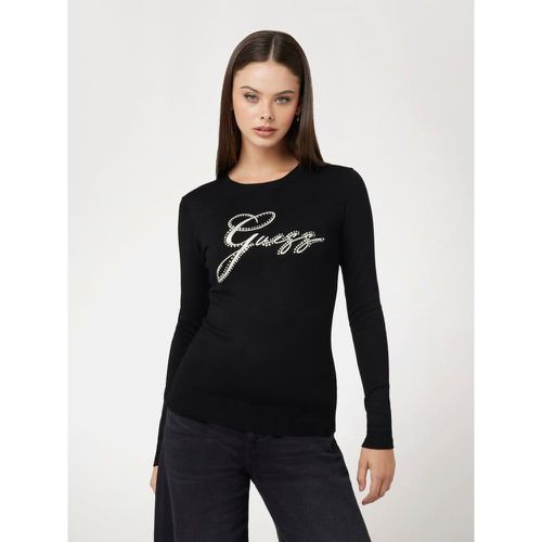 Maglione Logo Frontale Con Strass - Guess - Modalova