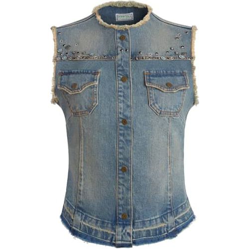 Gilet In Jeans Con Borchie - Guess - Modalova