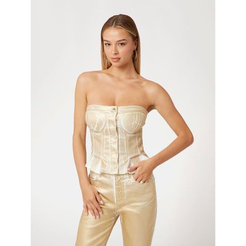 Top Bustier In Jeans Metallizzato - Guess - Modalova