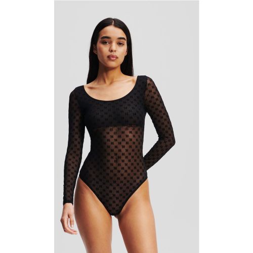 Body En Mesh À Manches Longues Monogram, , , Taille: L - Karl Lagerfeld - Modalova