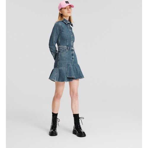 Robe En Jeans À Volant, , BLEU CLAIR TEINTÉ, Taille: L - KL Jeans - Modalova