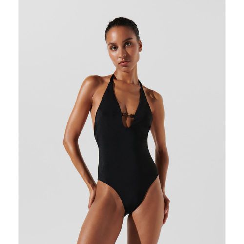 Karl Signature Shiny Swimsuit, Woman, , Size: M - Karl Lagerfeld - Modalova