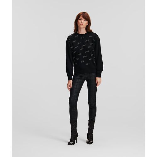 Rhinestone Karl Signature Sweatshirt, Woman, , Size: S - Karl Lagerfeld - Modalova
