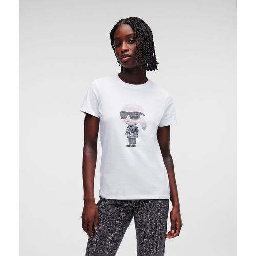 Karl Ikonik Rhinestone Karl T-shirt, Woman, , Size: XS - Karl Lagerfeld - Modalova