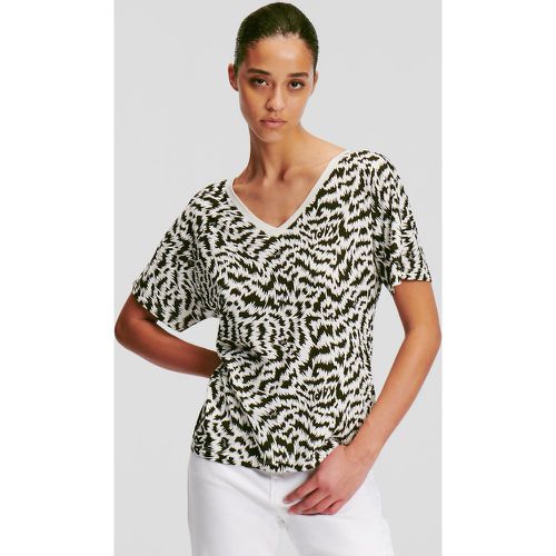 Zebra-print V-neck Top, Woman, /, Size: S - Karl Lagerfeld - Modalova