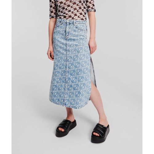 Klj Monogram Denim Maxi Skirt, Woman, , Size: L - Karl Lagerfeld - Modalova