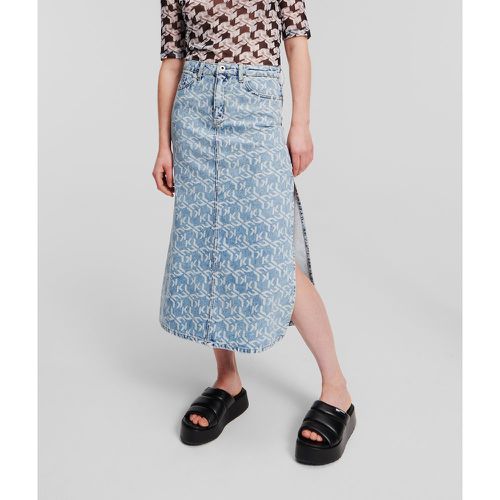 Klj Monogram Denim Maxi Skirt, Woman, , Size: XS - Karl Lagerfeld - Modalova