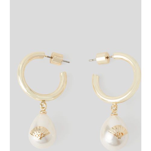 K/archive Fan Pearl Charm Hoop Earrings, Woman, , Size: One size - Karl Lagerfeld - Modalova