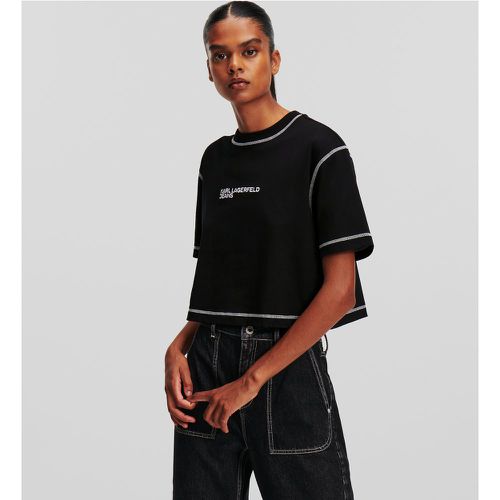 Klj Contrast Stitch Cropped T-shirt, Woman, , Size: S - Karl Lagerfeld - Modalova