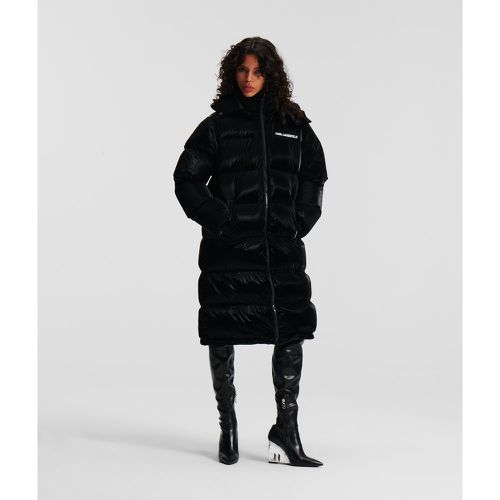 Longline Hooded Puffer Coat, Woman, , Size: XS - Karl Lagerfeld - Modalova