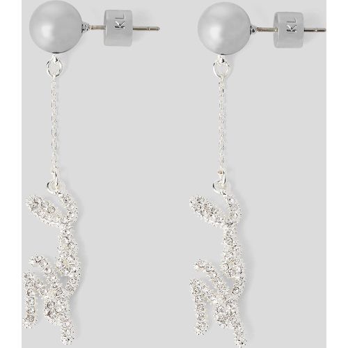 K/signature Pavé Drop Earrings, Woman, , Size: One size - Karl Lagerfeld - Modalova