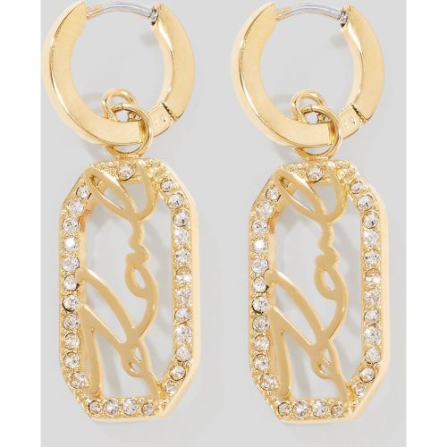 Signature Pavé Drop Earrings, Woman, , Size: One size - Karl Lagerfeld - Modalova