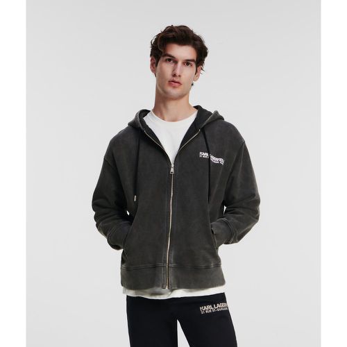 Rue St-guillaume Washed Zip-up Hoodie, Man, , Size: S - Karl Lagerfeld - Modalova