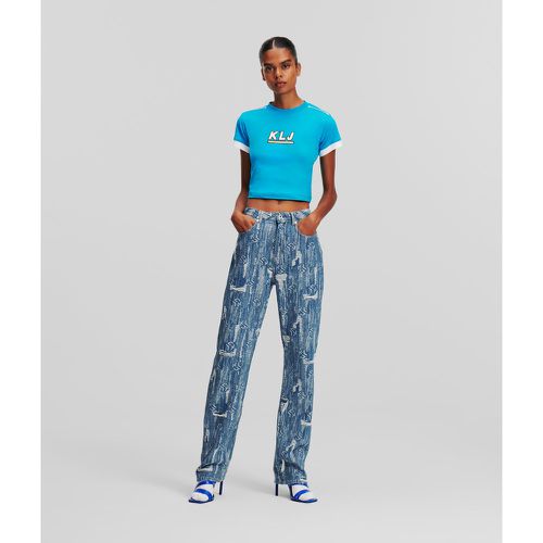 Klj Monogram Distressed High-rise Straight Jeans, Woman, , Size: 2530 - Karl Lagerfeld - Modalova