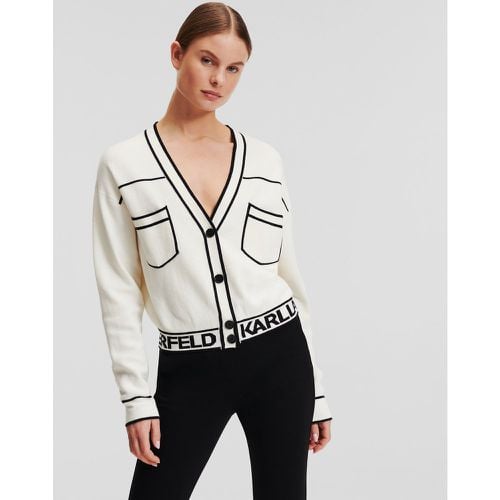 Cropped Karl Logo Cardigan, Woman, , Size: L - Karl Lagerfeld - Modalova