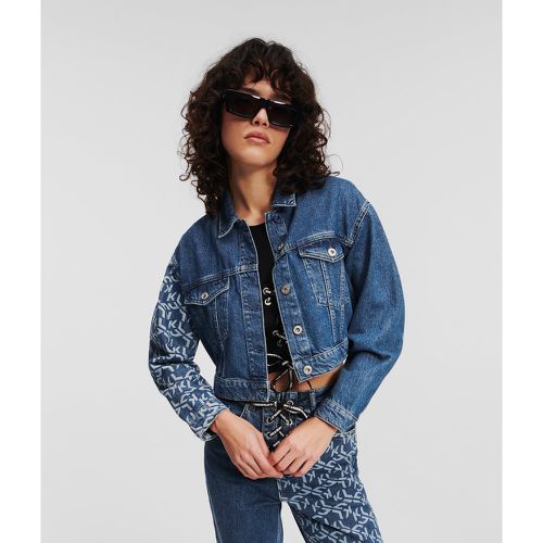 Klj Monogram Cropped Denim Jacket, Woman, , Size: XS - Karl Lagerfeld - Modalova