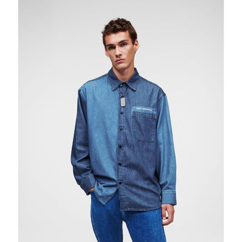 Color Block Denim Shirt, Man, , Size: XS - Karl Lagerfeld - Modalova